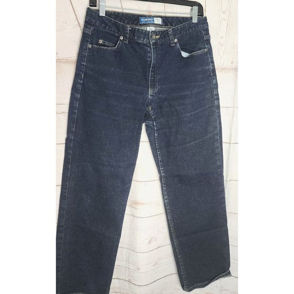 Liz Claiborne Petite 10 Blue Denim Straight-Leg Jeans, Cotton/Spandex SP - Picture 3 of 13